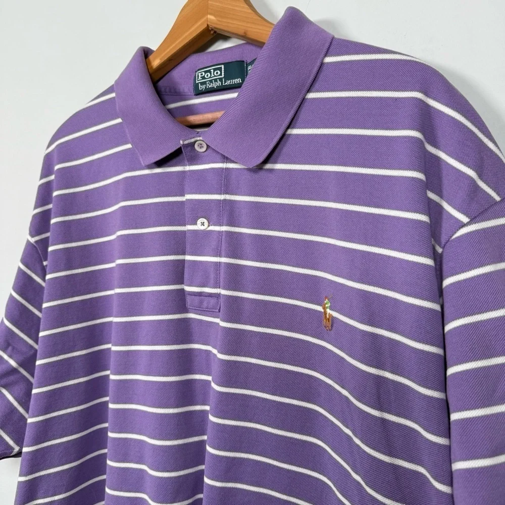 Ralph Lauren Lavender Striped Polo, 100% Cotton, Size 2XB